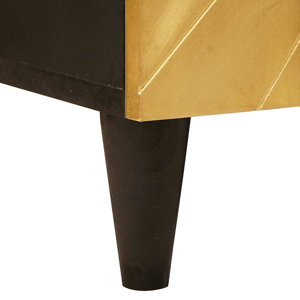 Side Cabinet Black and Gold 90 x 33.5 x 75 cm Solid mango wood
